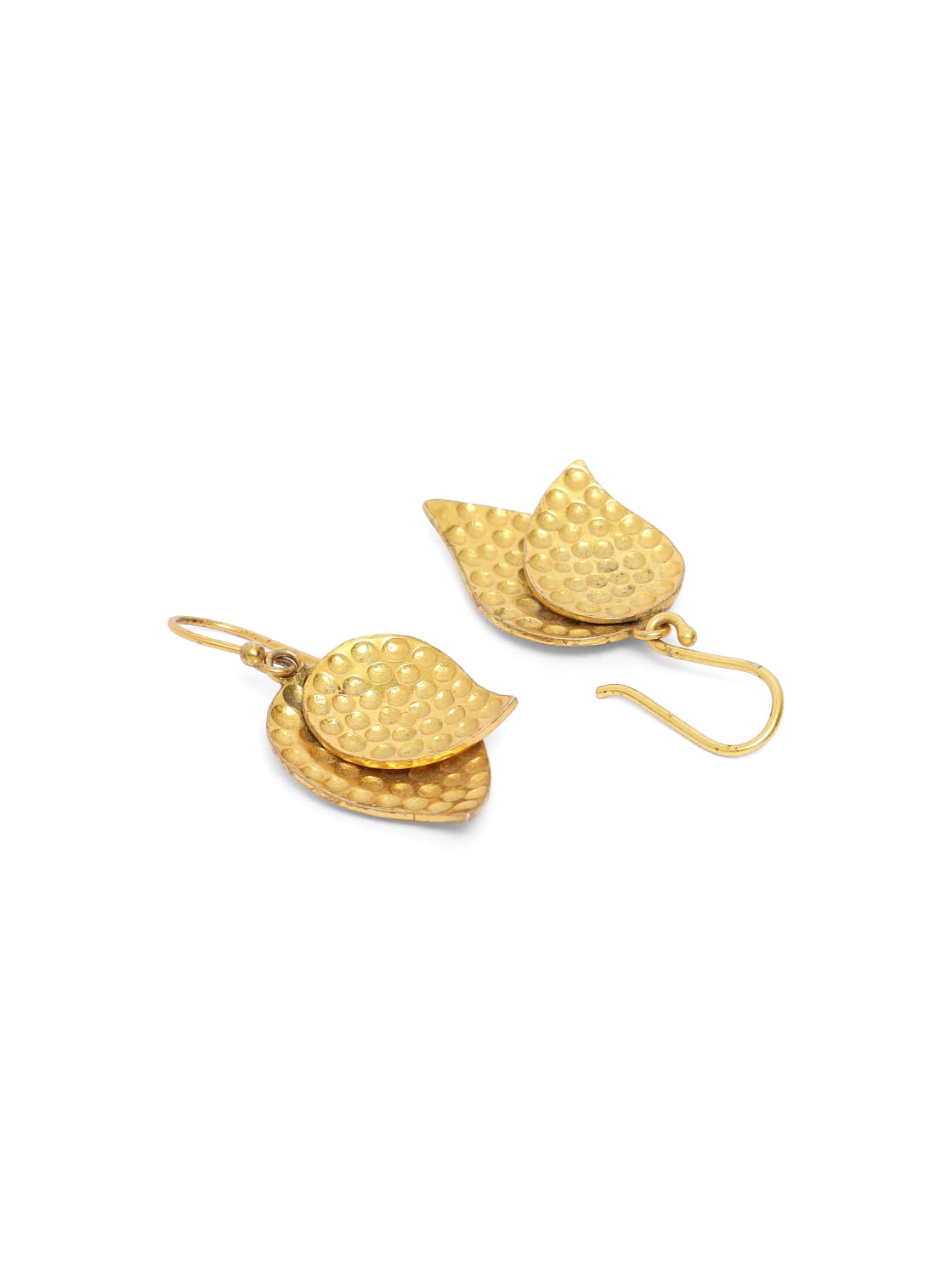 92.5 silver Gold plated hook texture leaf earrings.