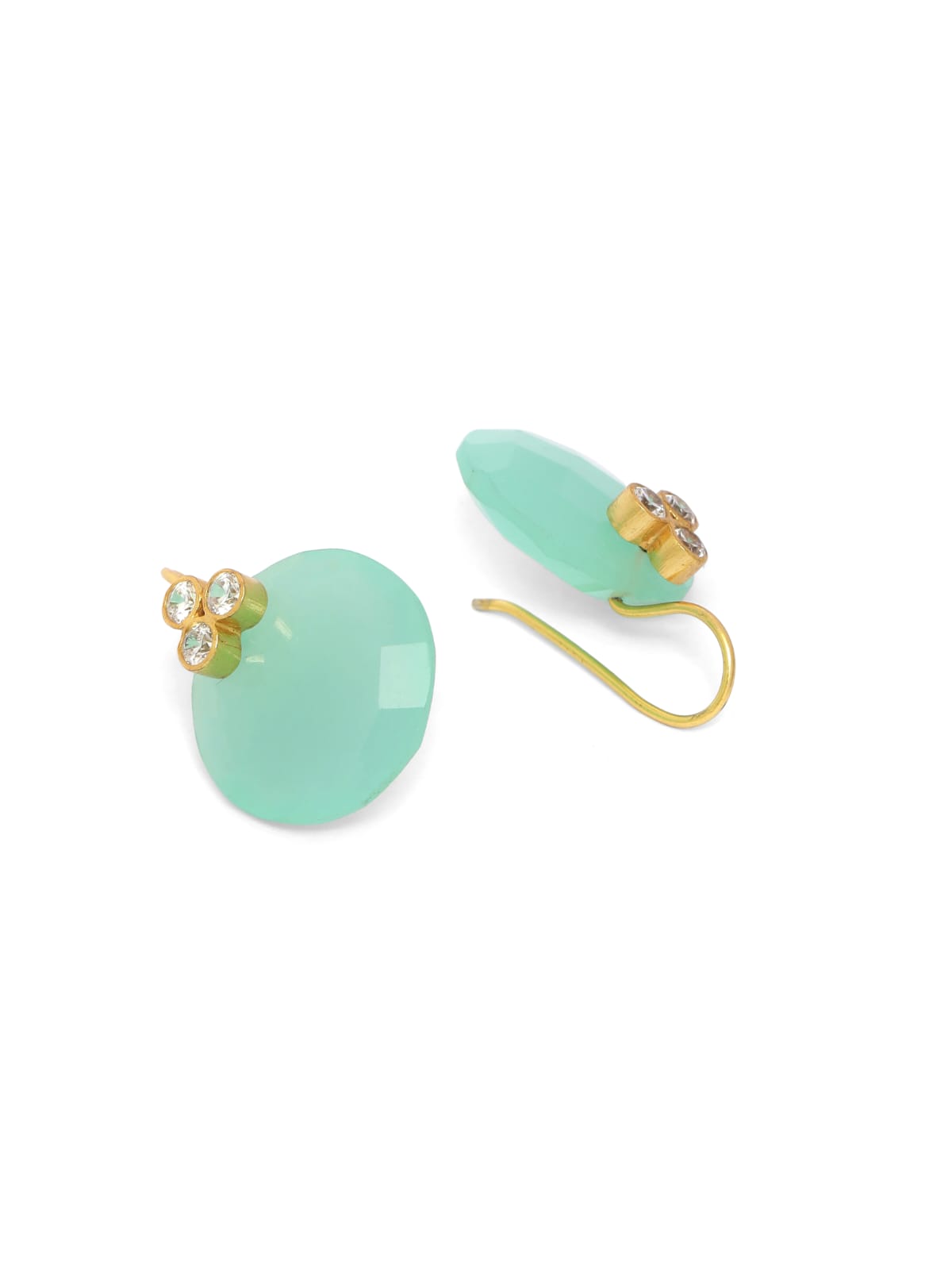 Gold plated Aquachalcy zircon flower earrings in 92.5 Silver.