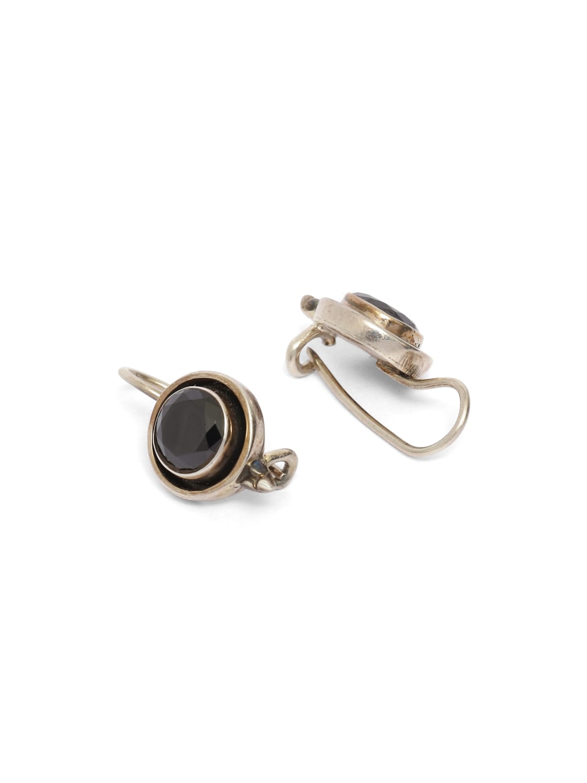 92.5 sterling silver Black onyx faceted hook earrings