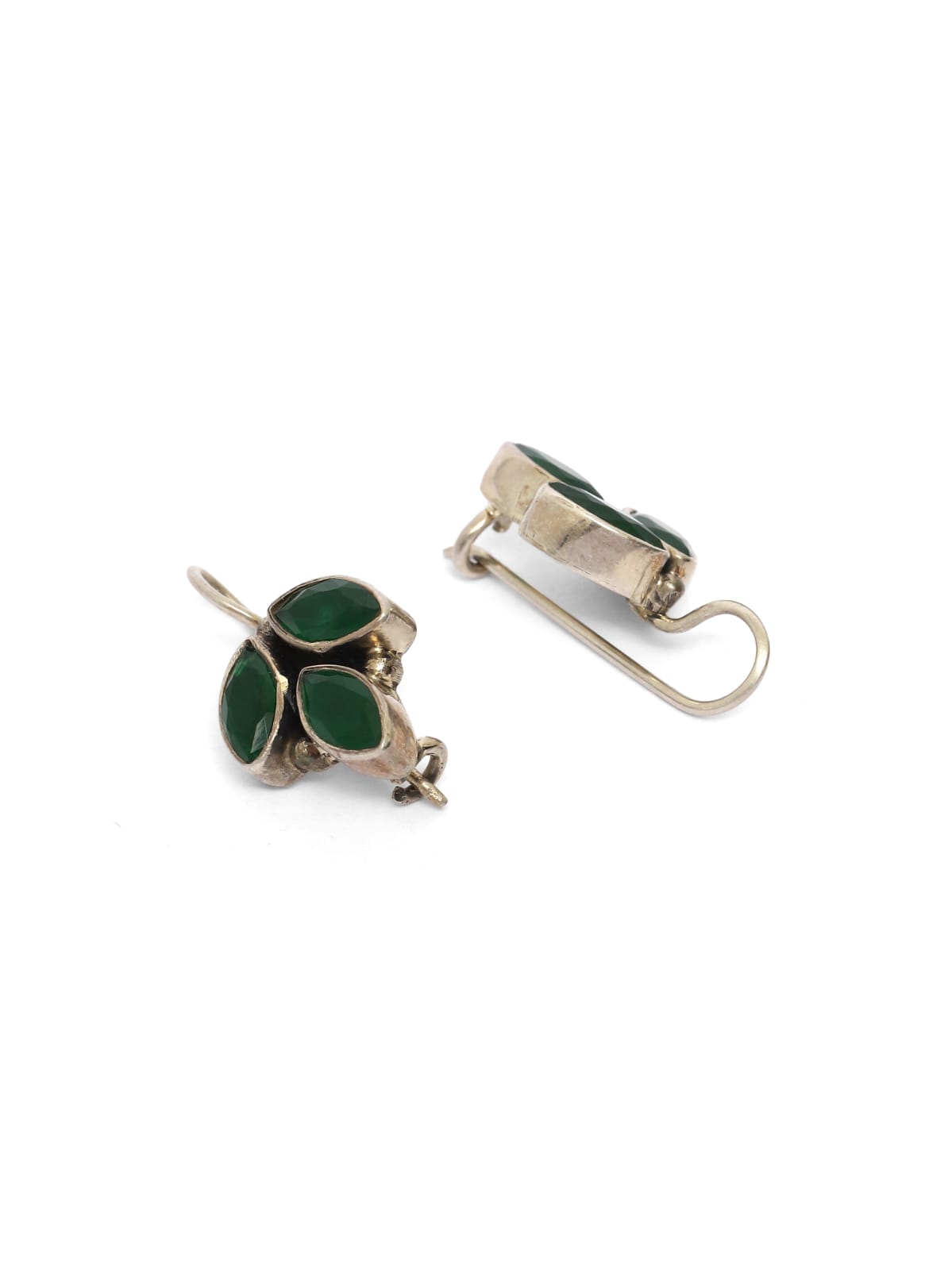 92.5 sterling silver in Faceted green hydro hook earrings.