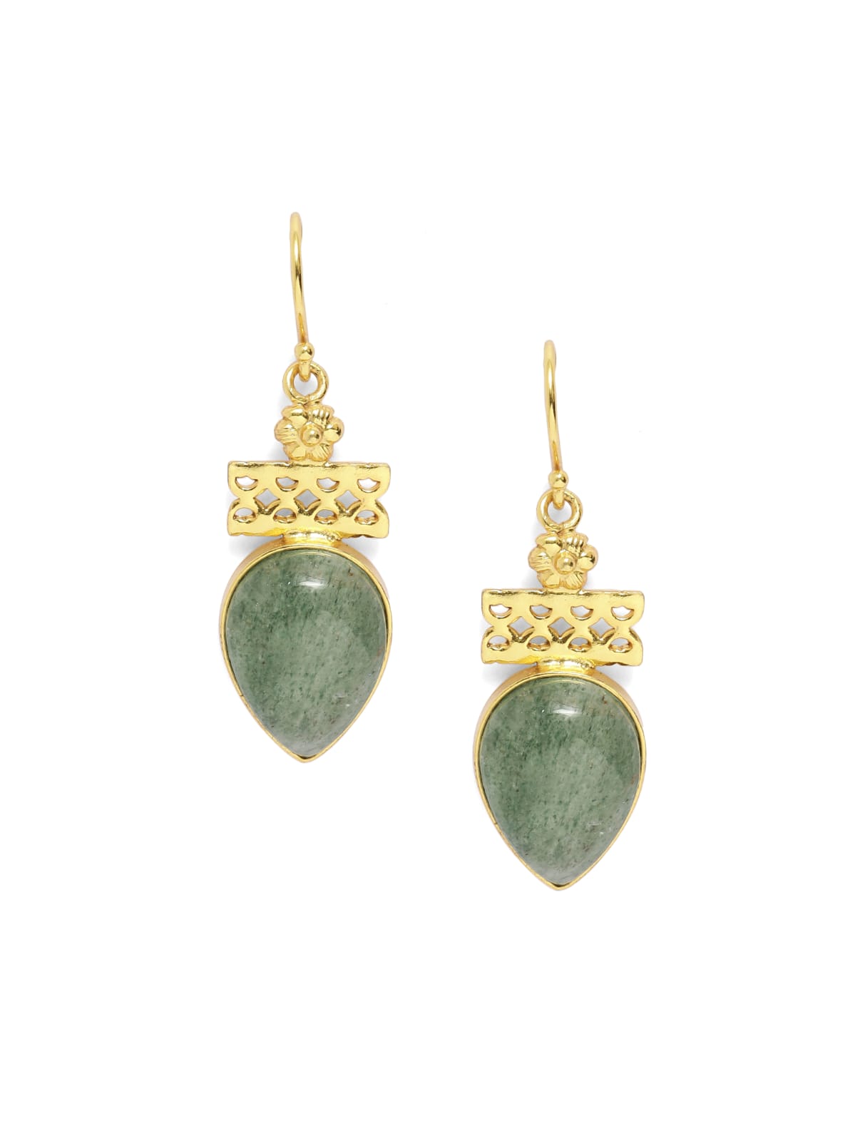 92.5 sterling silver gold plated hook earrings in Grapes Aventurine.