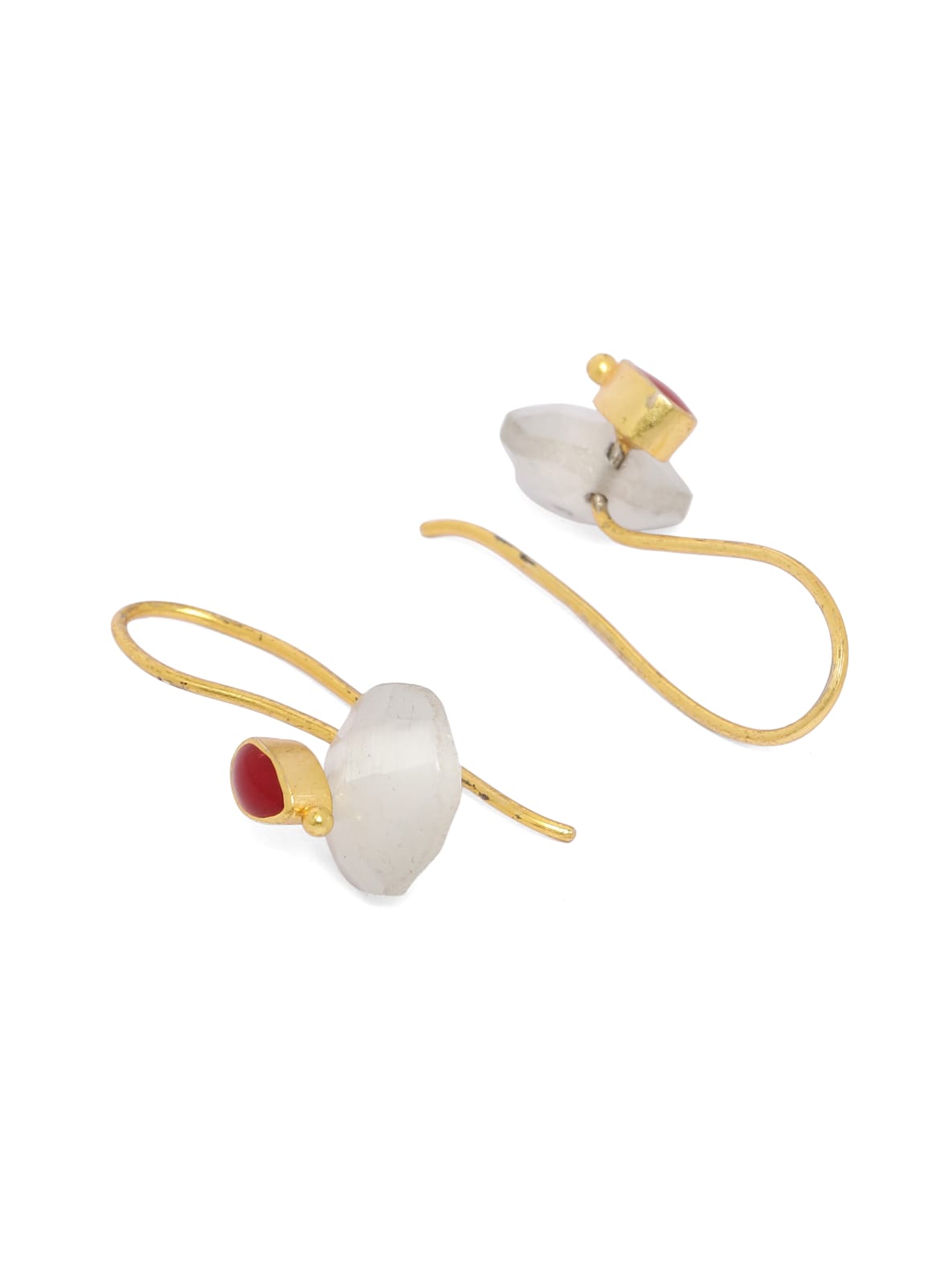 92.5 sterling silver gold plated moonstone enamel hook earrings.