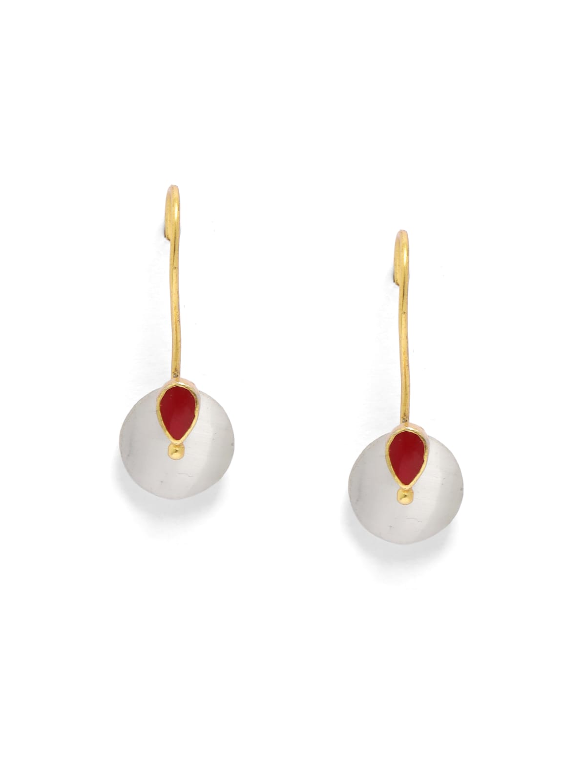 92.5 sterling silver gold plated moonstone enamel hook earrings.