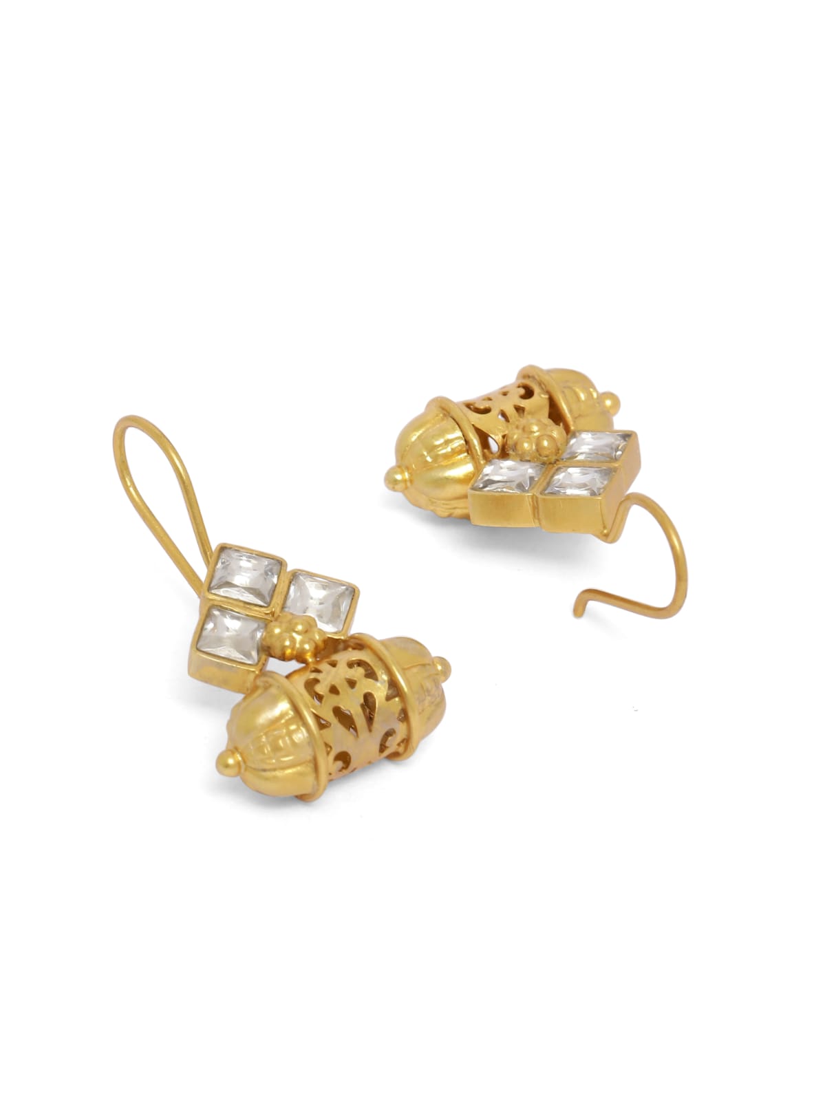92.5 sterling Silver Gold plated Tabeez polki hook earrings.