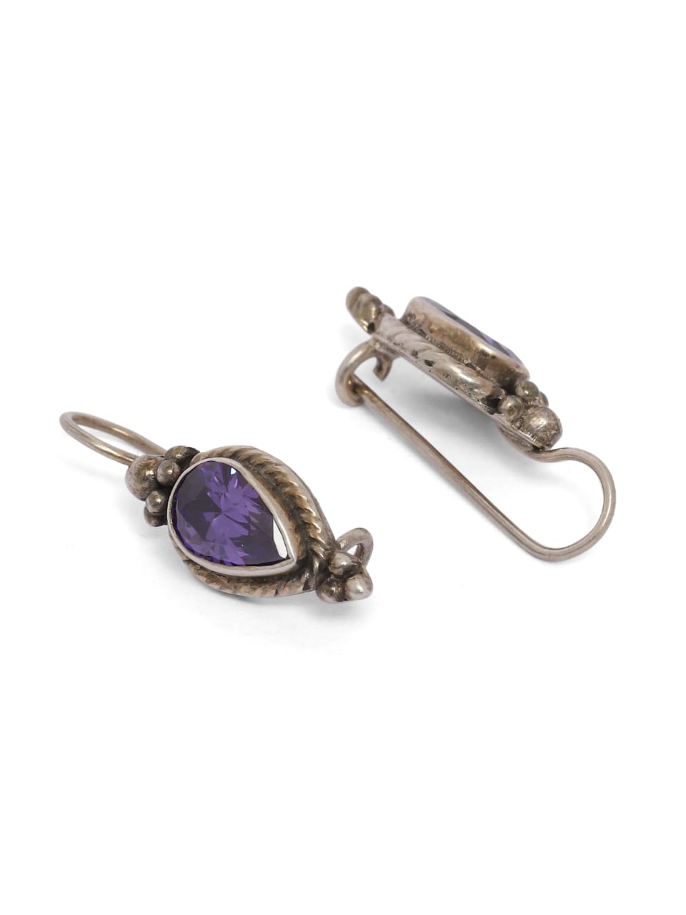 92.5 sterling Silver Zircon hook earrings.