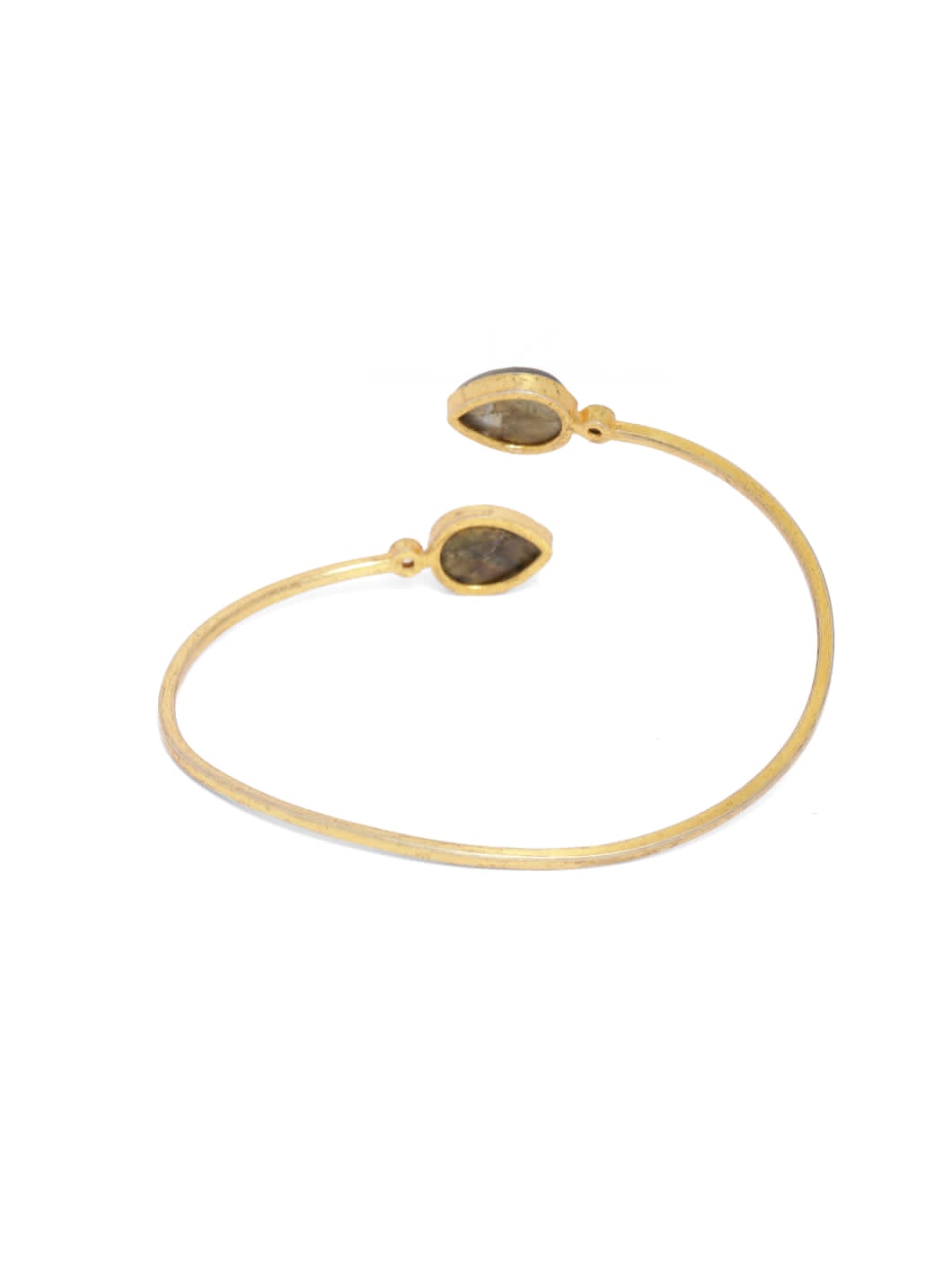 Labradorite and Crystal adjustable Bracelet in Sterling Silver with micron plating.