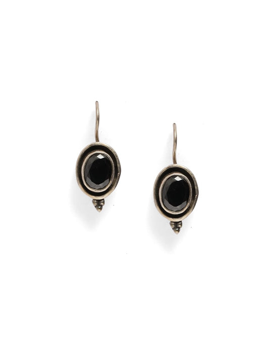 92.5 Sterling Silver earrings in Black Onyx faceted hook.