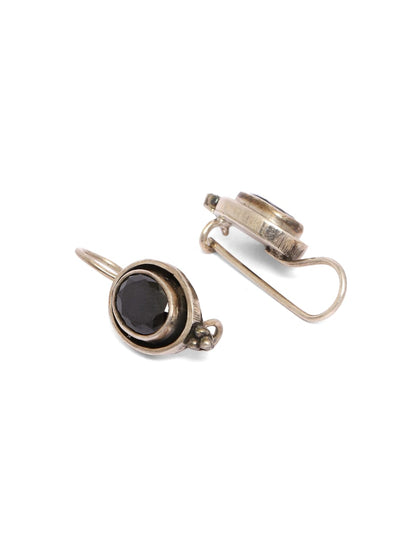 92.5 Sterling Silver earrings in Black Onyx faceted hook.