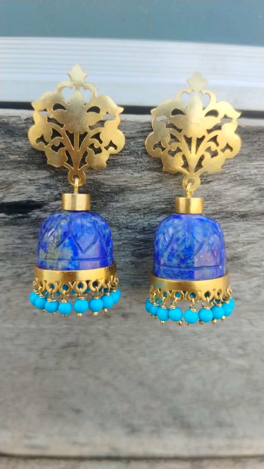 Lapis Lazuli stone jhumki