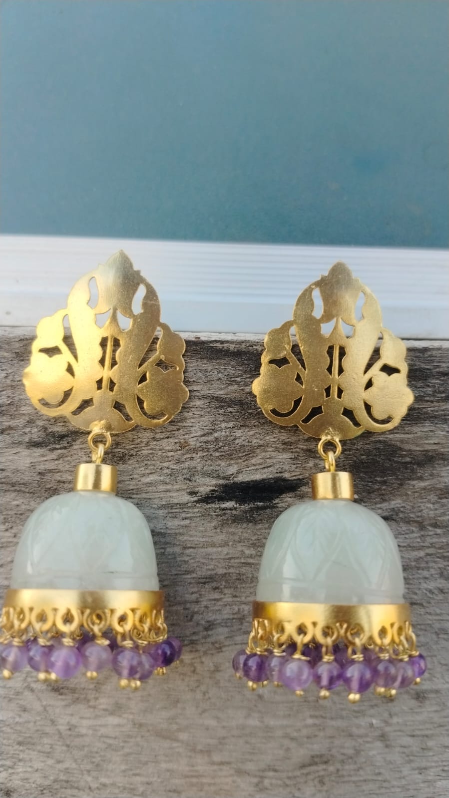 92.5 sterling Silver Gold plated with grapes Aventurine with Amythest beads.