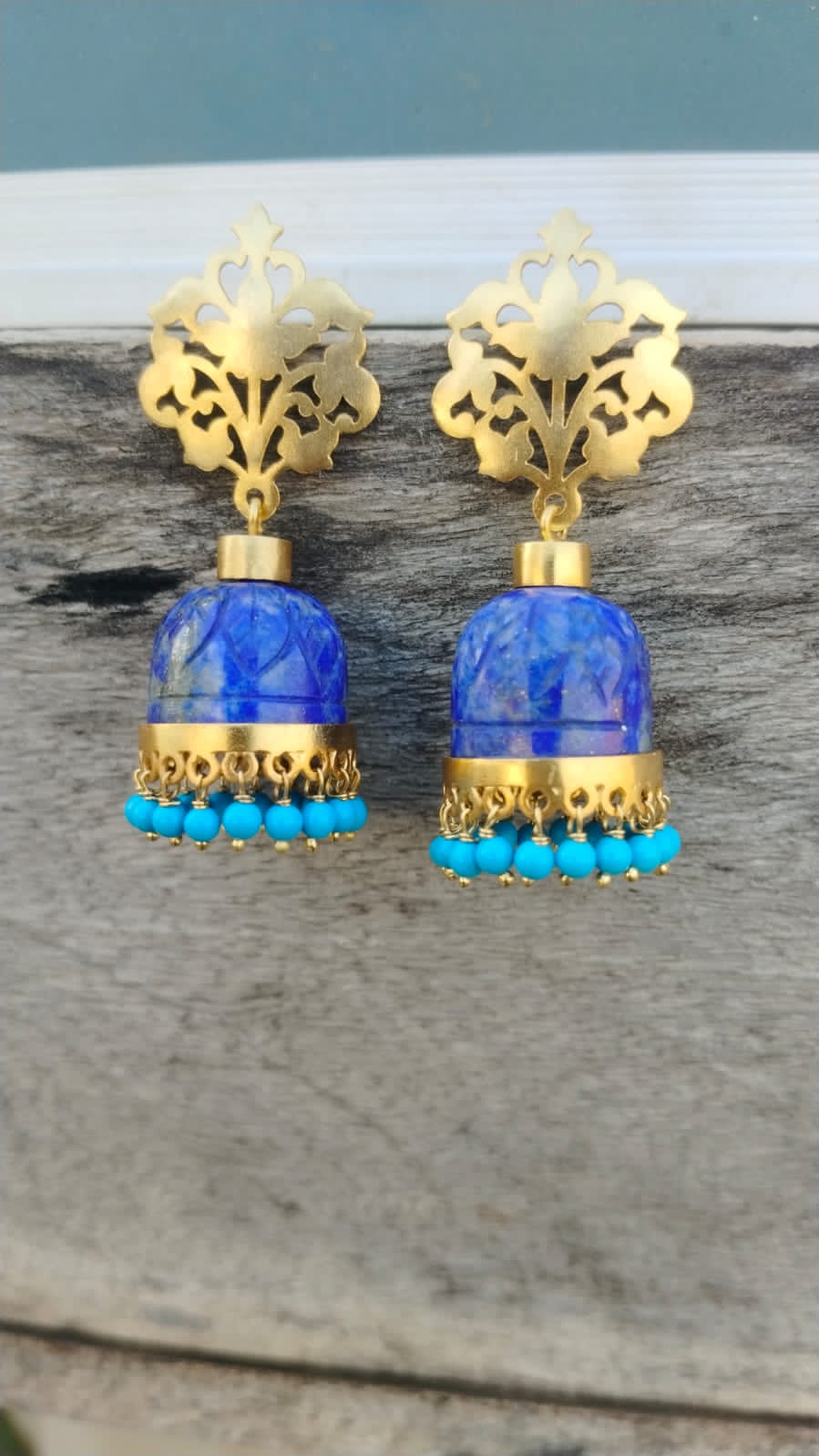 Lapis Lazuli stone jhumki