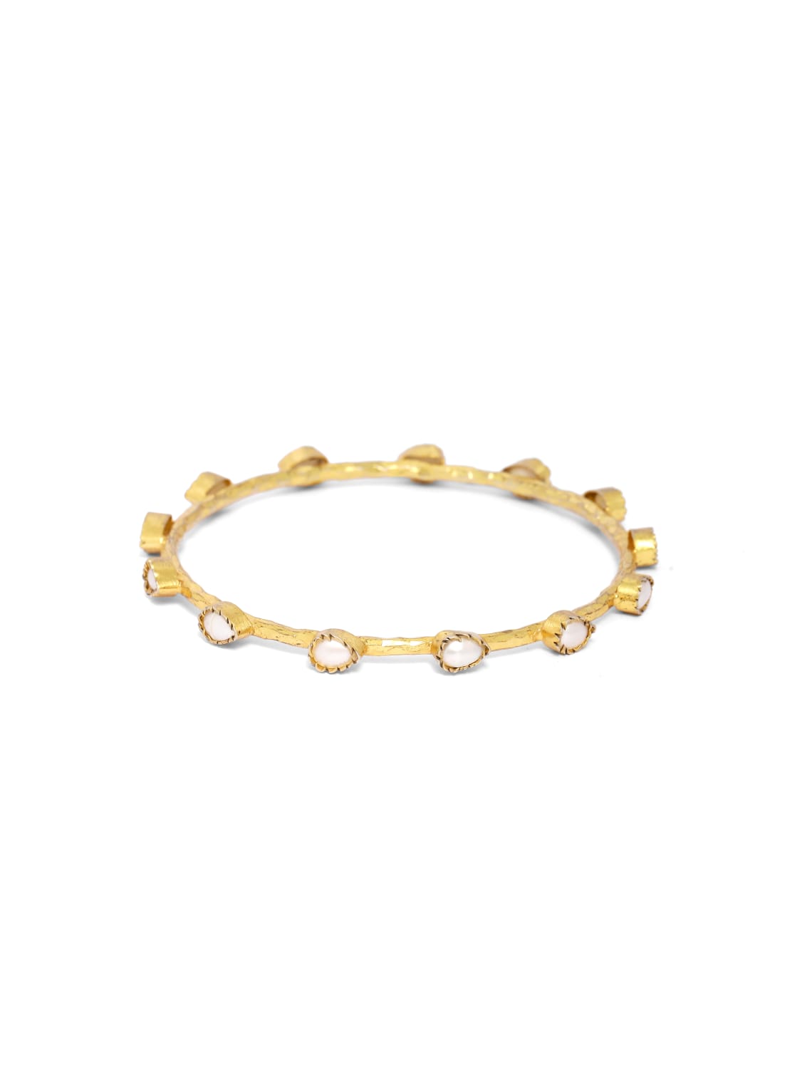 92.5 sterling Silver Gold plated pearl eternity bangle.