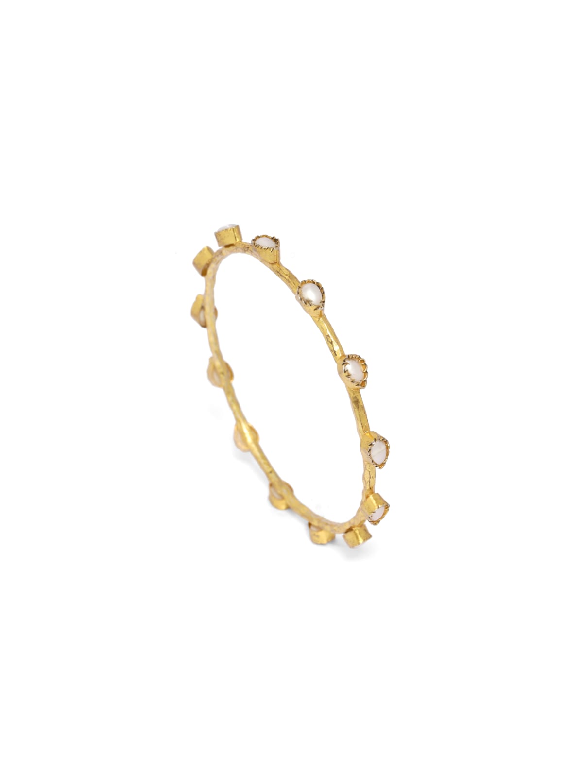 92.5 sterling Silver Gold plated pearl eternity bangle.