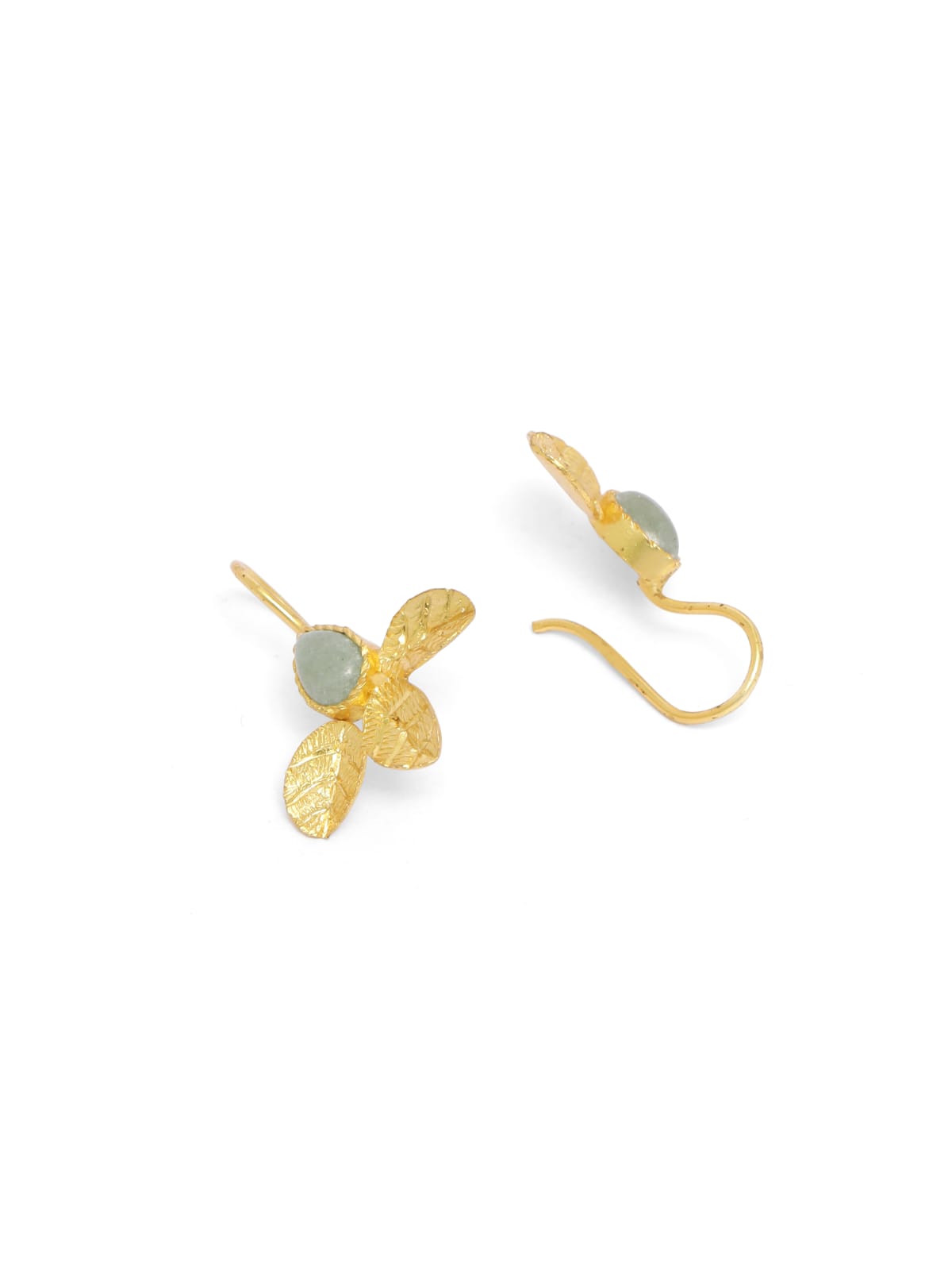 92.5 sterling Silver Gold plated grapes aventurine leaf hook earrings.