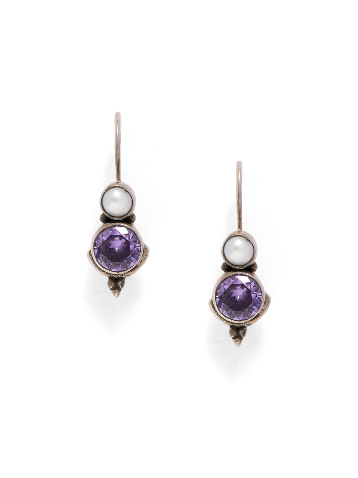 92.5 sterling Silver Pearl with Zircon hook earrings.