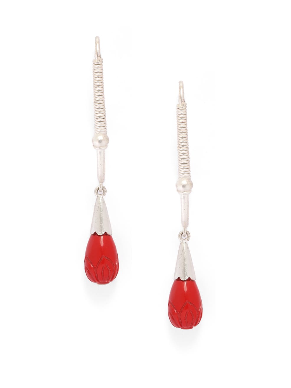 Handcrafted Sterling Silver, Reconstituted coral carved.