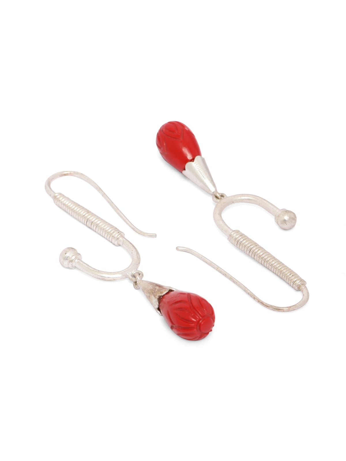 Handcrafted Sterling Silver, Reconstituted coral carved.