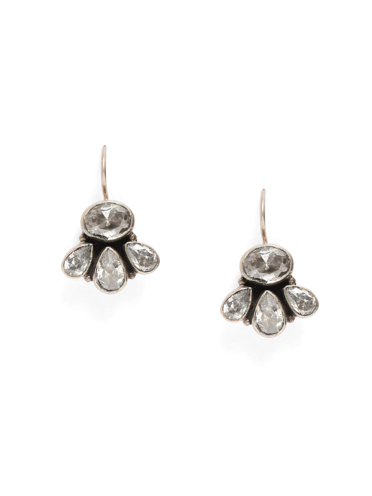 92.5 sterling Silver white Zirconia hook closure earrings.
