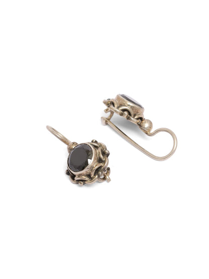 Sterling Silver hook earrings with faceted black Onyx stones in Oxidised plating.