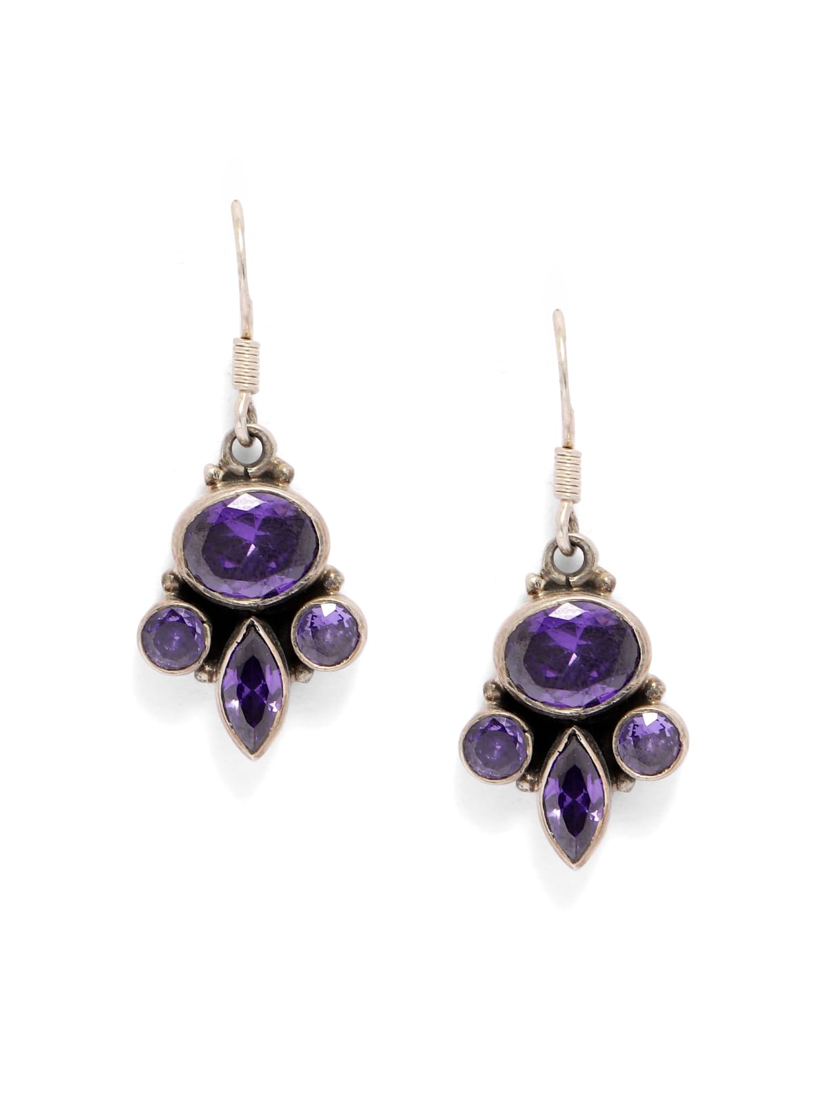 92.5 sterling Silver faceted Amythest hook earrings.