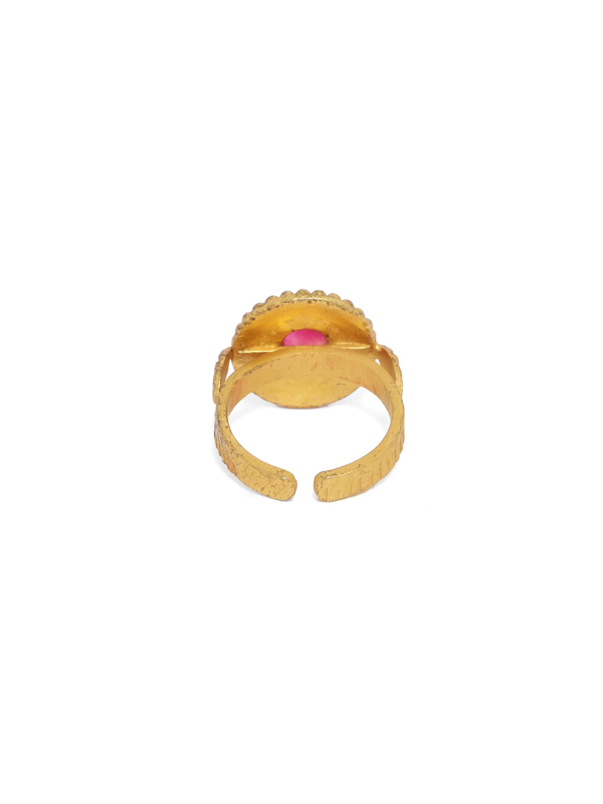 Rawa ring with red Quartz set in sterling Silver, micron Gold plated, adjustable.