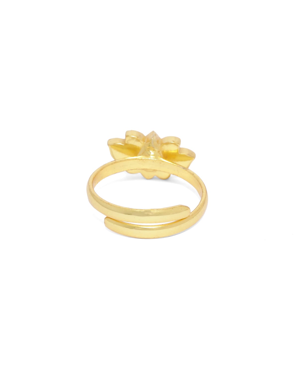 Lotus enamel ring in sterling Silver with micron gold plating, adjustable size.