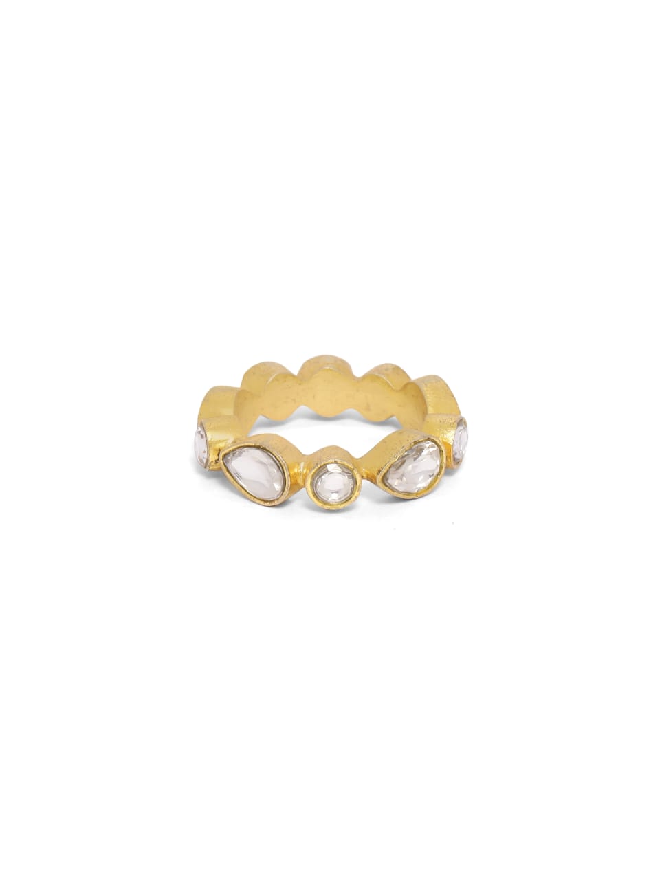 Sterling Silver ring with Polki pan stones in 18k Gold plated (made to size).