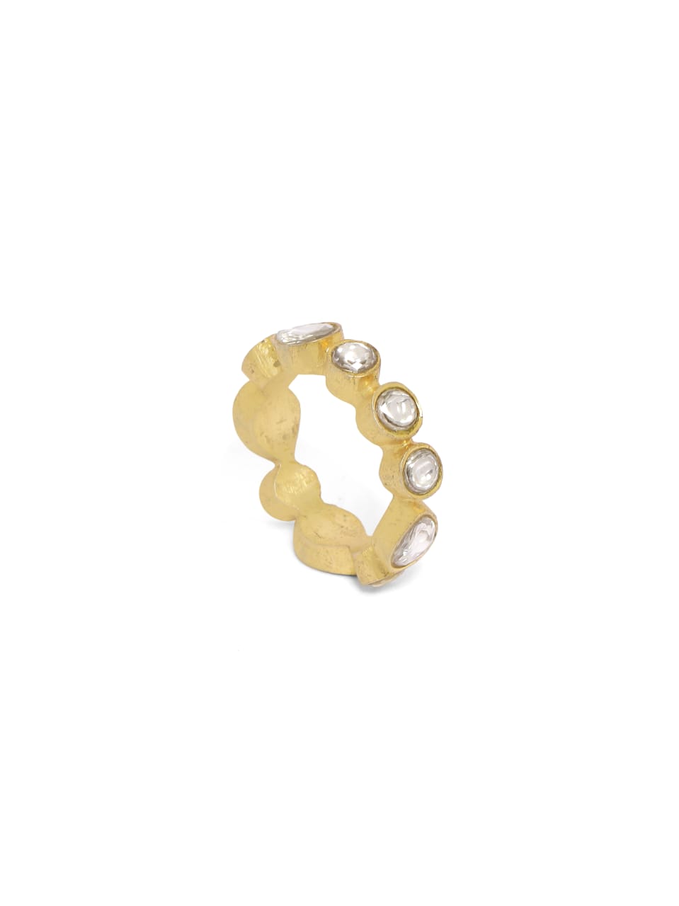 Sterling Silver ring with Polki pan stones in 18k Gold plated (made to size).