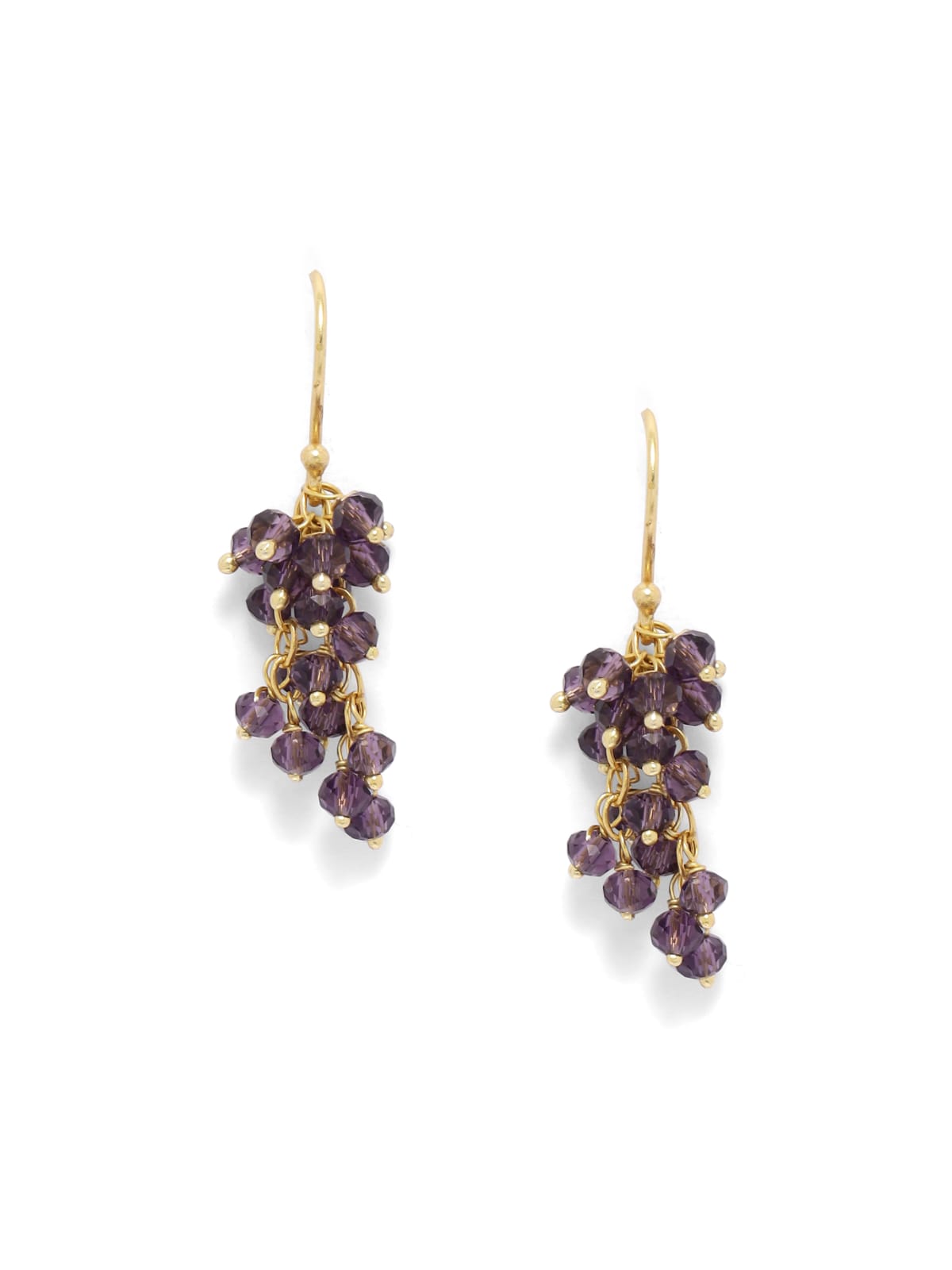 Garnet drop hook earrings in sterling Silver with 18k Gold plating.