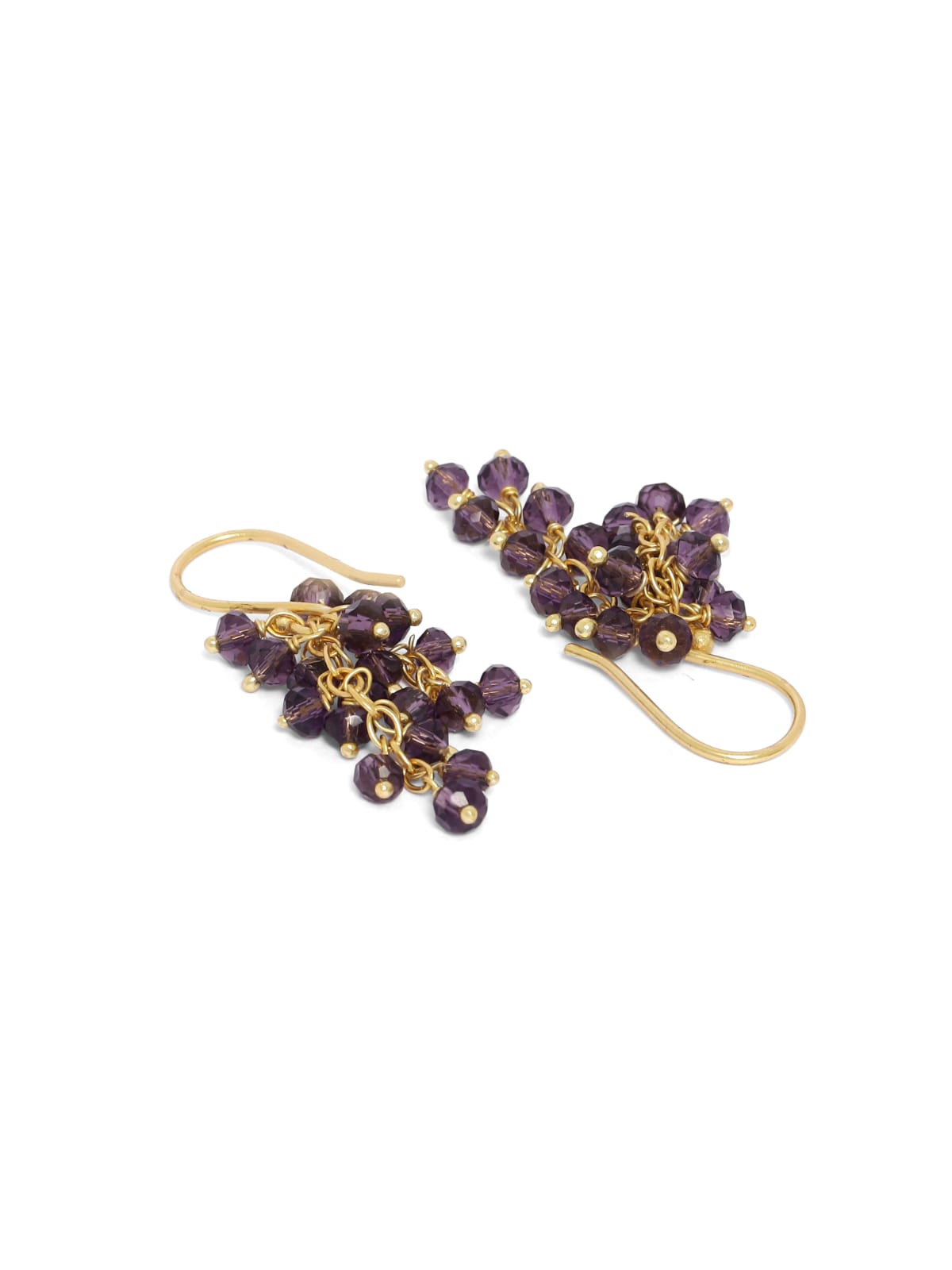 Garnet drop hook earrings in sterling Silver with 18k Gold plating.