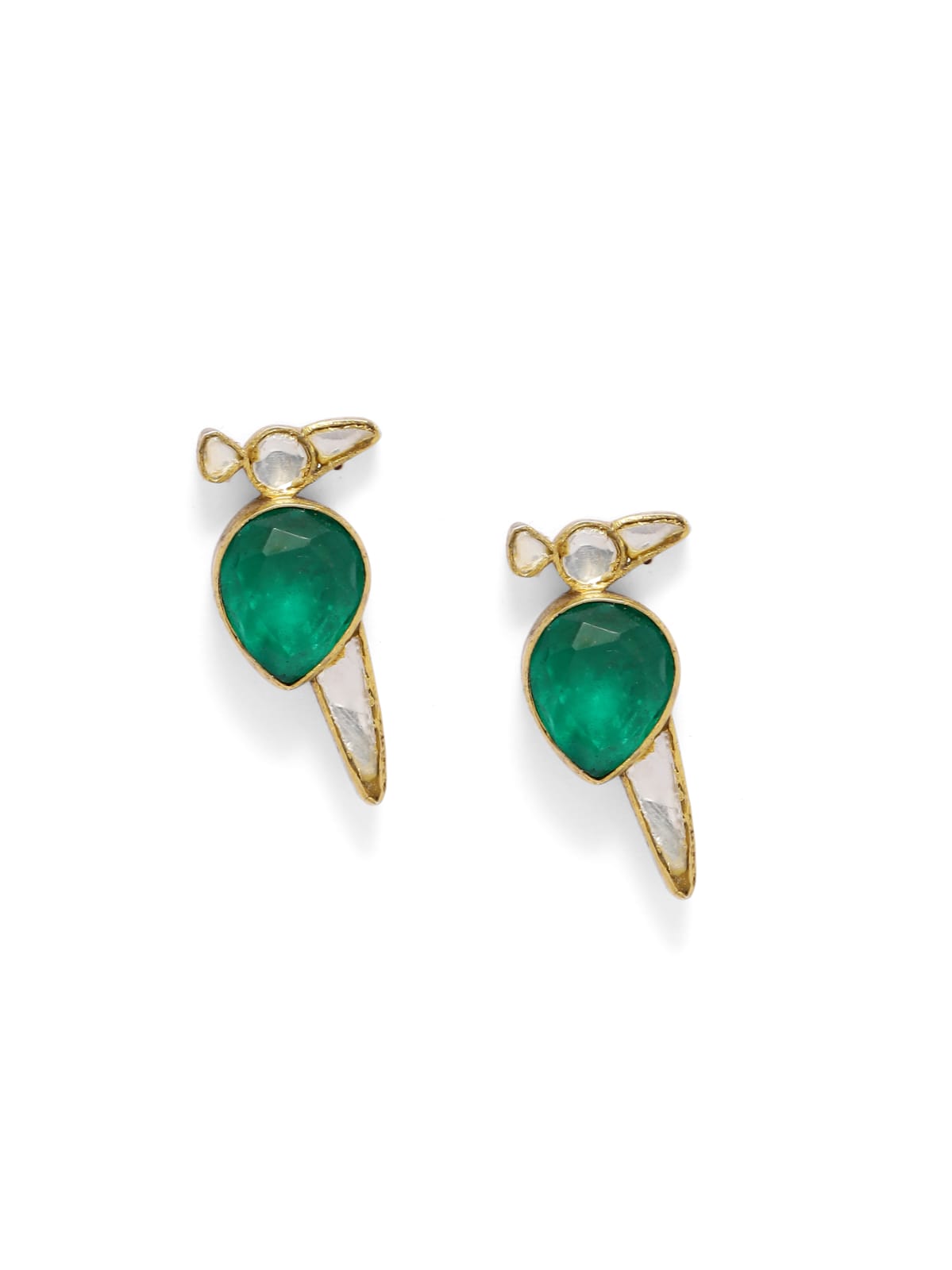 Mayur earrings with Polki stones
Push and post closure.