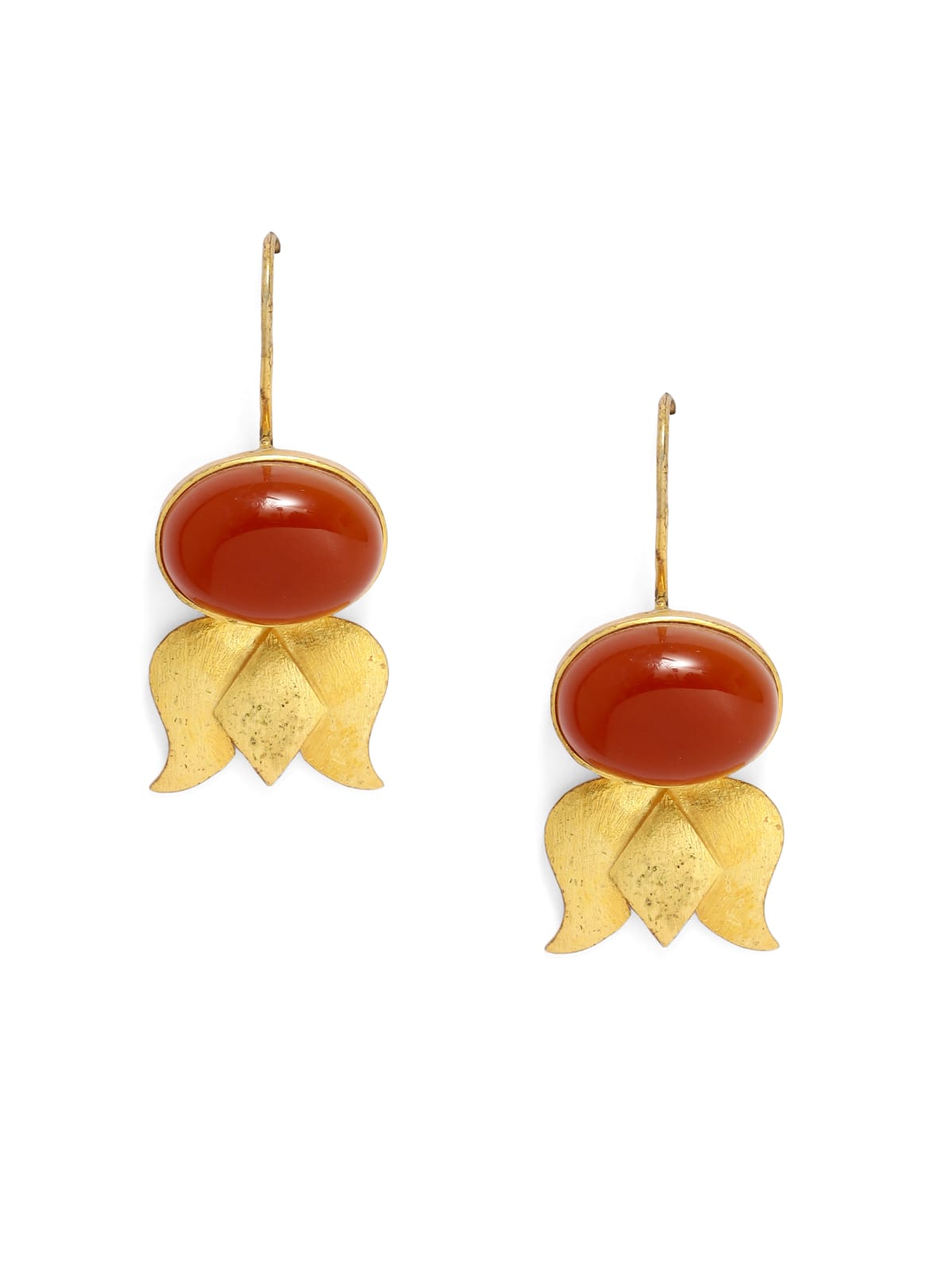 Lotus earrings with Carnelian stones in sterling Silver in 18 k Gold plating.