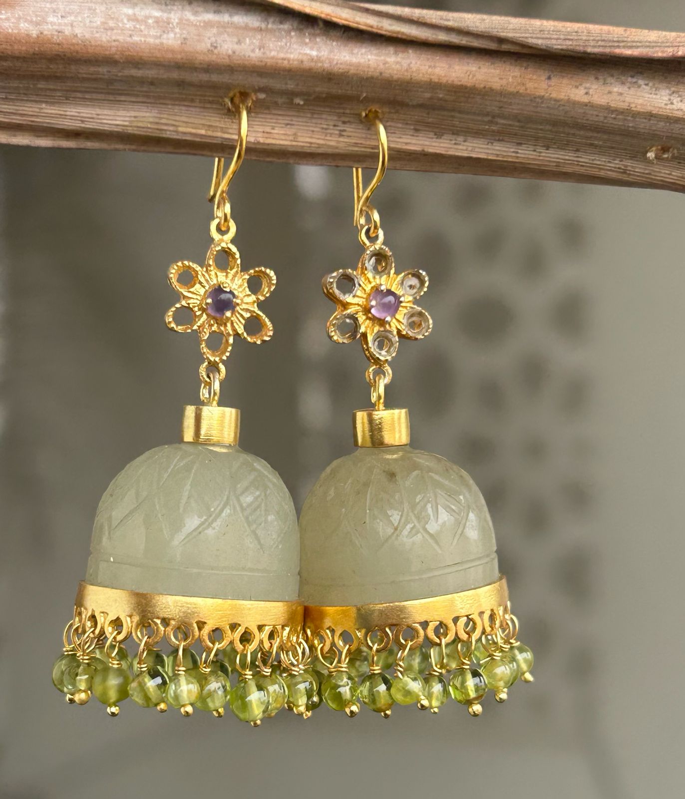 Grapes Aventurine Stone Jhumka