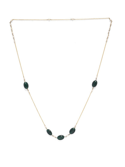 Sterling Silver 18k Gold plated green Onyx bead necklace.