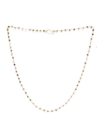 Sterling Silver 18k Gold plated multi tourmaline necklace.