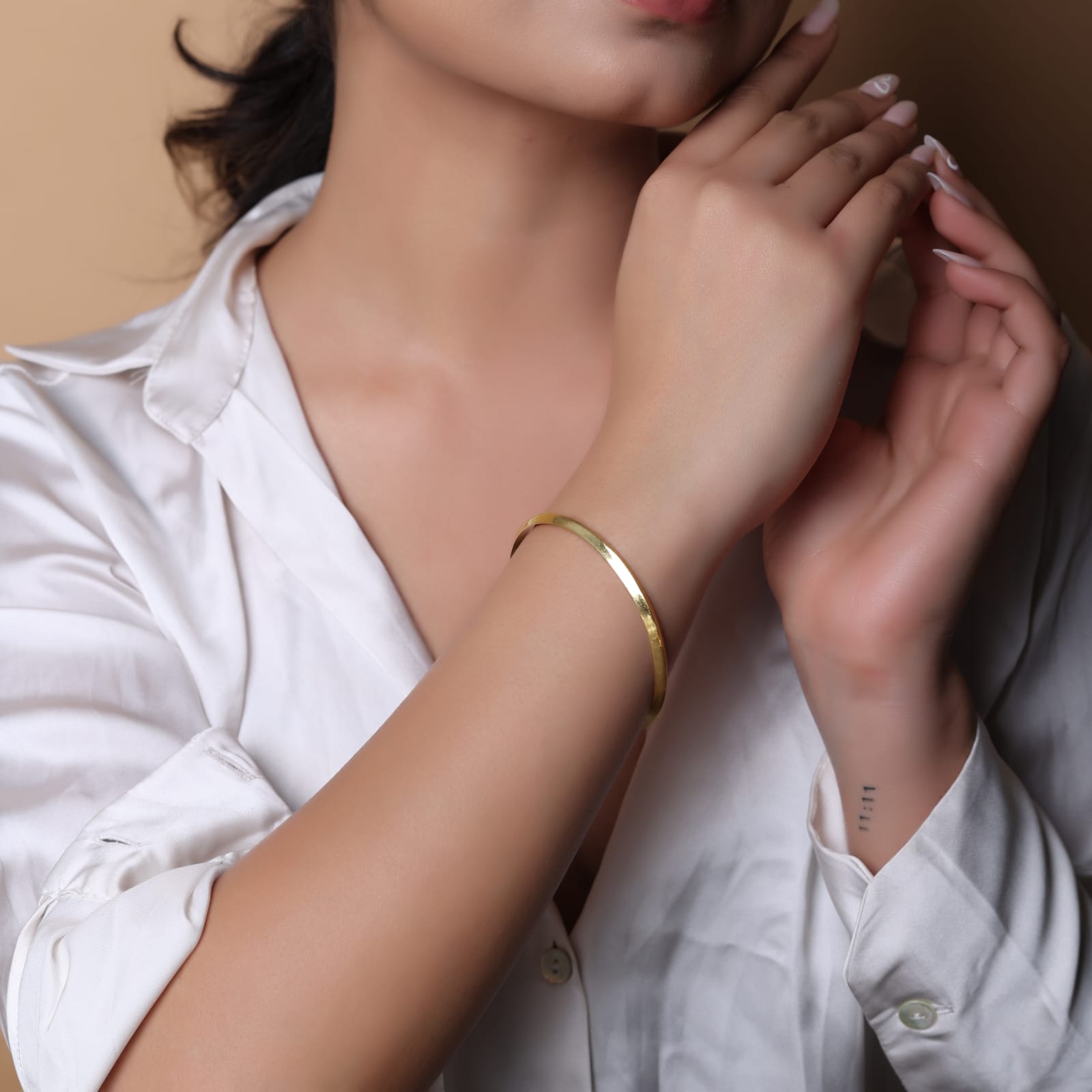 Handcrafted Classic Silver bracelet with 1 micron Gold plating.