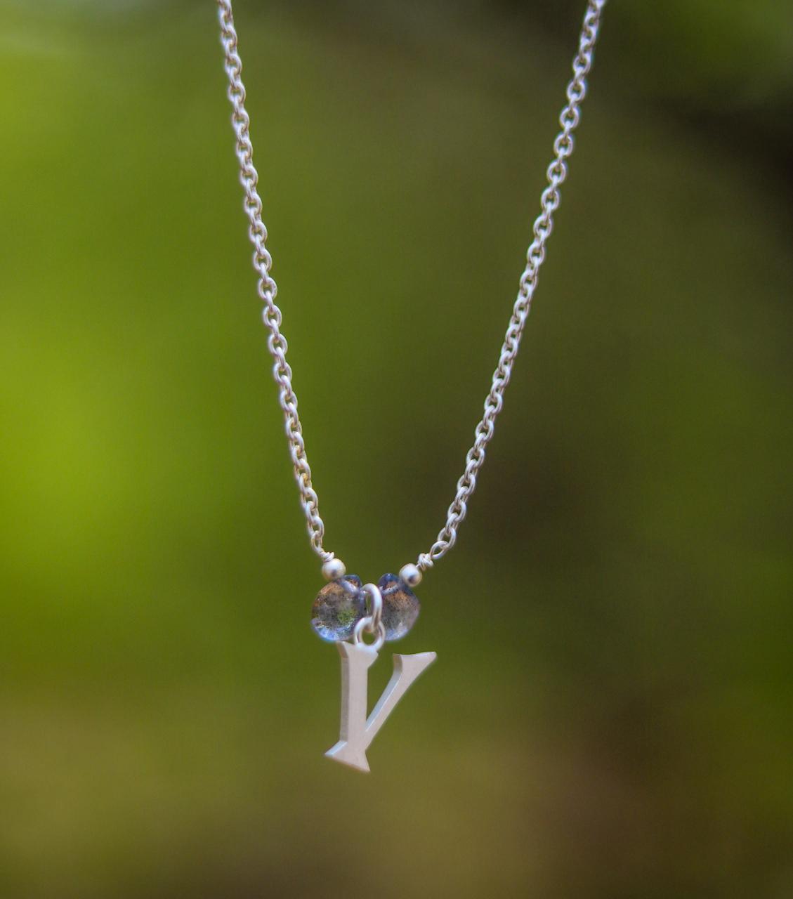 92.5 Sterling Silver hand-made Personalized "V" pendant.