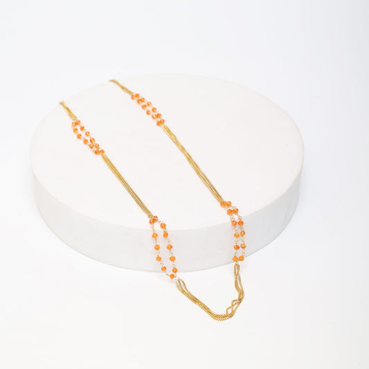 Sterling Silver Gold plated carnelian necklace string with 18 karat Gold plating.