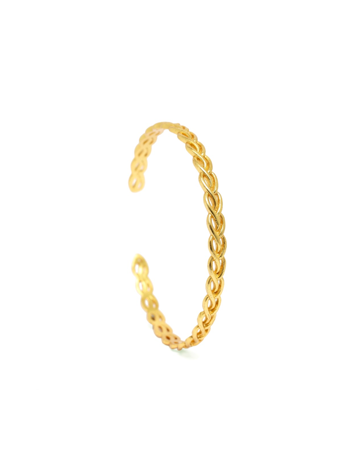 Handcrafted silver hand knotted cable bracelet in 92.5 sterling Silver with 1 micron gold plating, size adjustable.