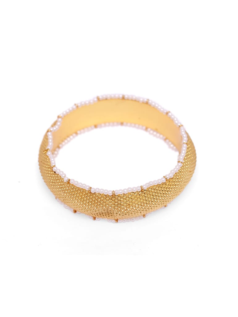 92.5 Sterling Silver and Gold plated bangle with textured Gold plated and Pearl around the bangles.