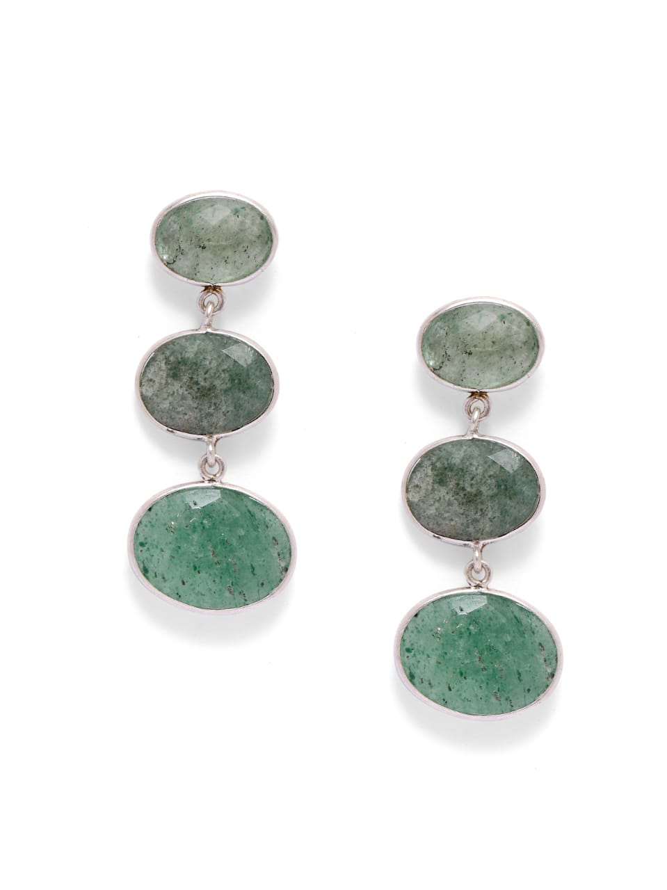 Nazia Earrings in 92.5 Sterling Silver with gradually grapes Aventurine and semi-precious stones.