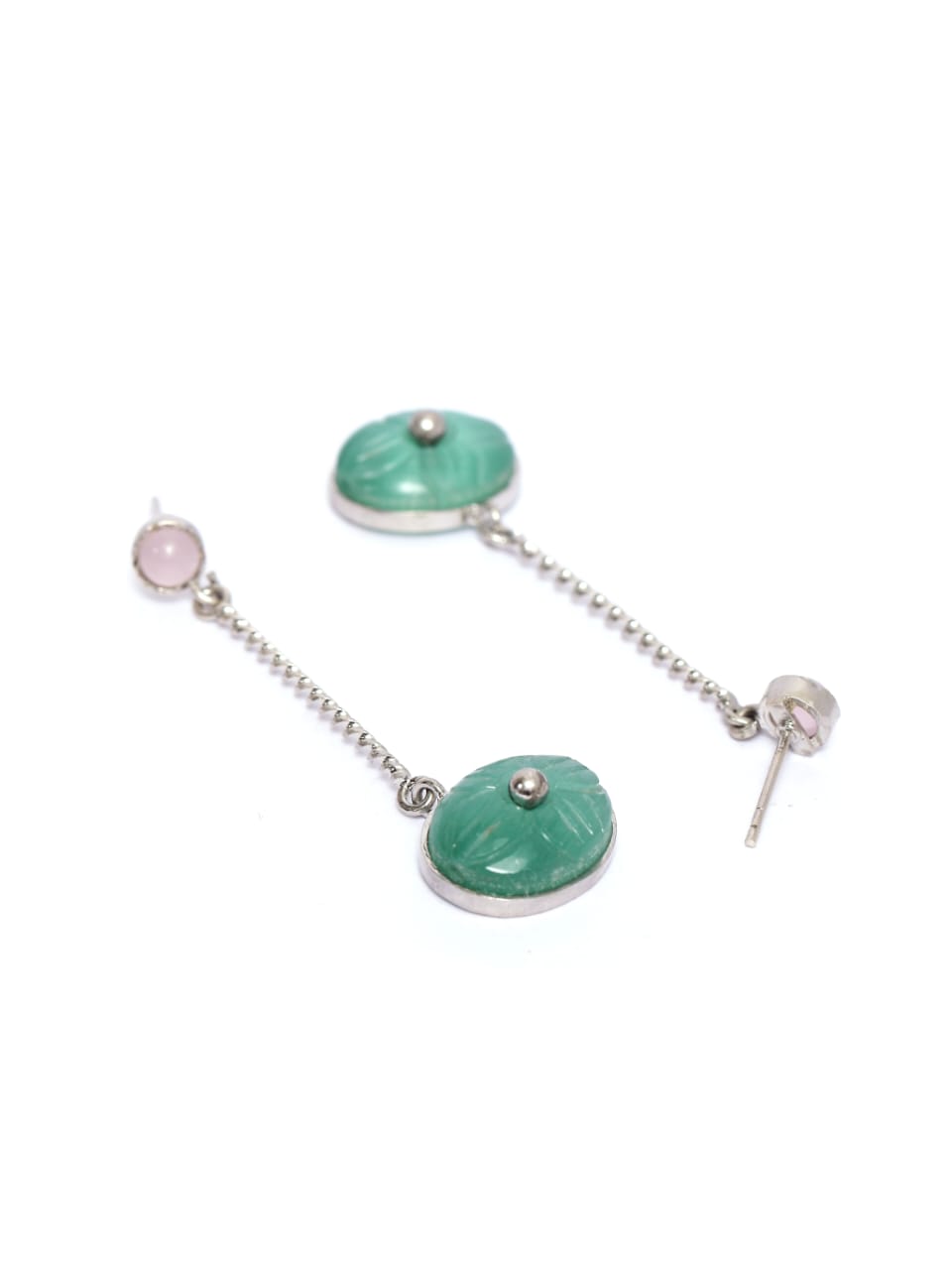 Samiksha Earrings in 92.5
Sterling Silver with Pink Chalcy and grapes carved earrings.