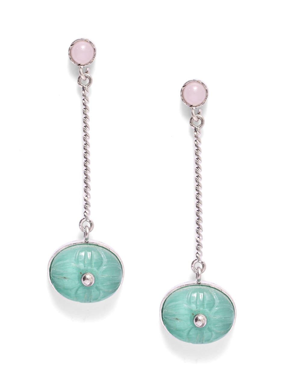 Samiksha Earrings in 92.5
Sterling Silver with Pink Chalcy and grapes carved earrings.