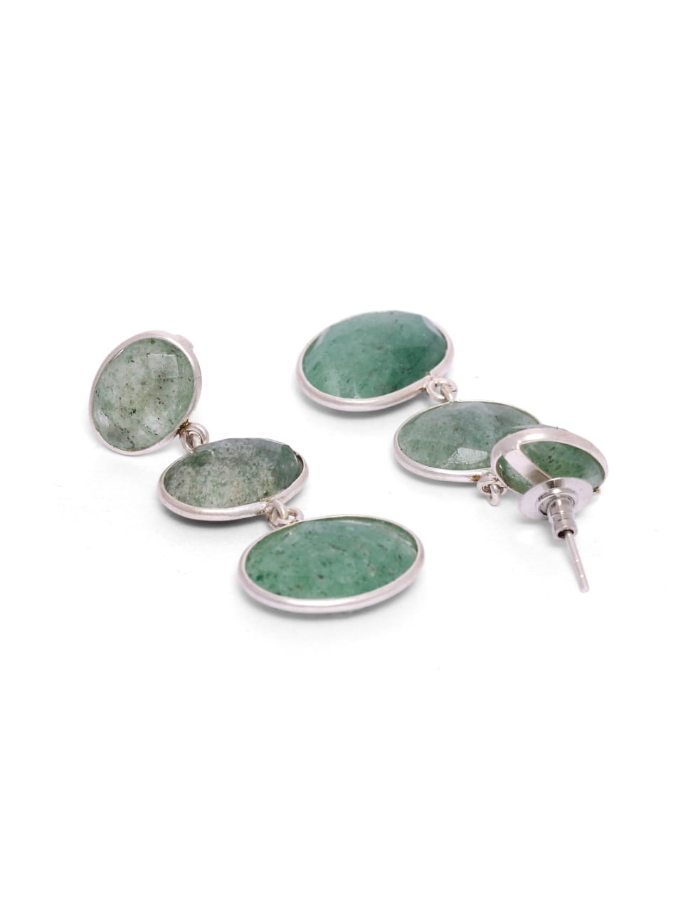 Nazia Earrings in 92.5 Sterling Silver with gradually grapes Aventurine and semi-precious stones.