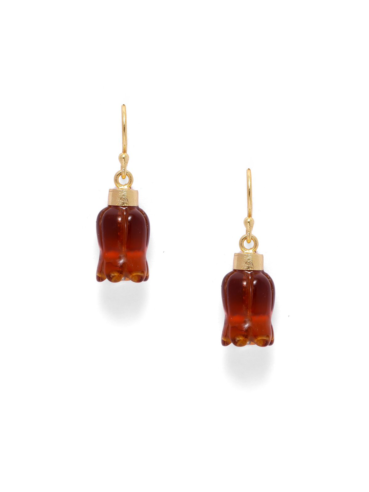 Gulukand earrings in 92.5 Sterling Silver in 18kt Gold plating with
Red Quartz dome shaped jhumki Earrings.
