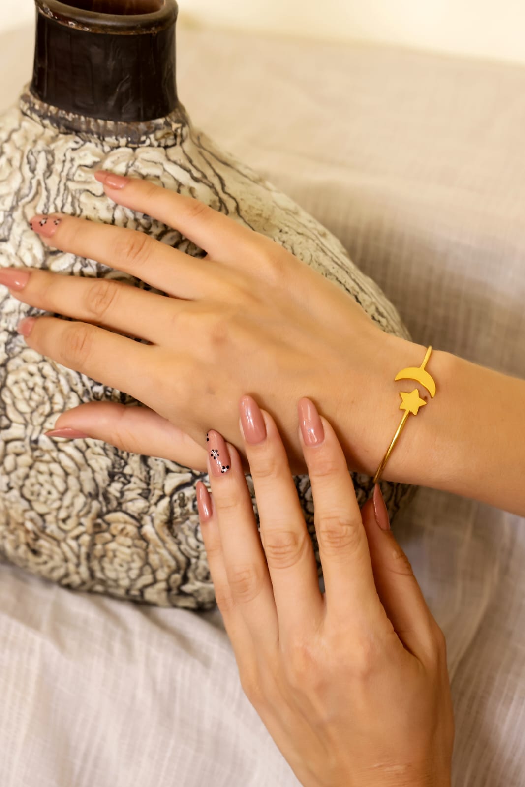 Chaand-Taara Bracelet in 92.5 Sterling Silver dipped in 18kt Gold plating Star-Moon bracelet.