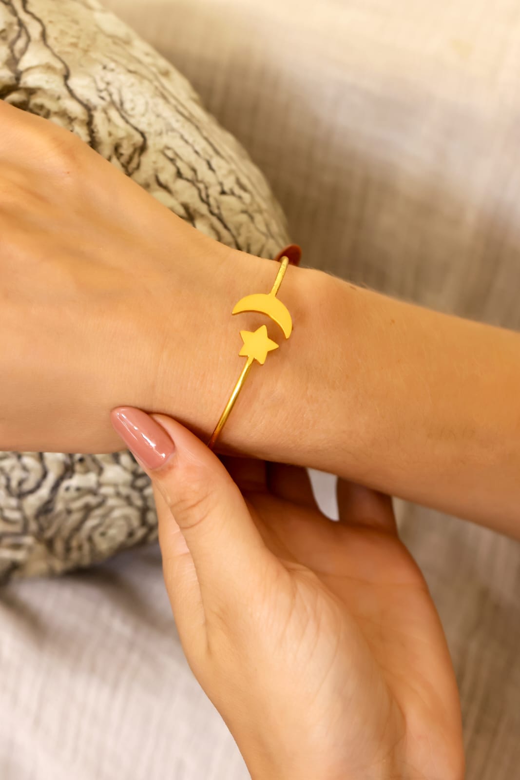 Chaand-Taara Bracelet in 92.5 Sterling Silver dipped in 18kt Gold plating Star-Moon bracelet.