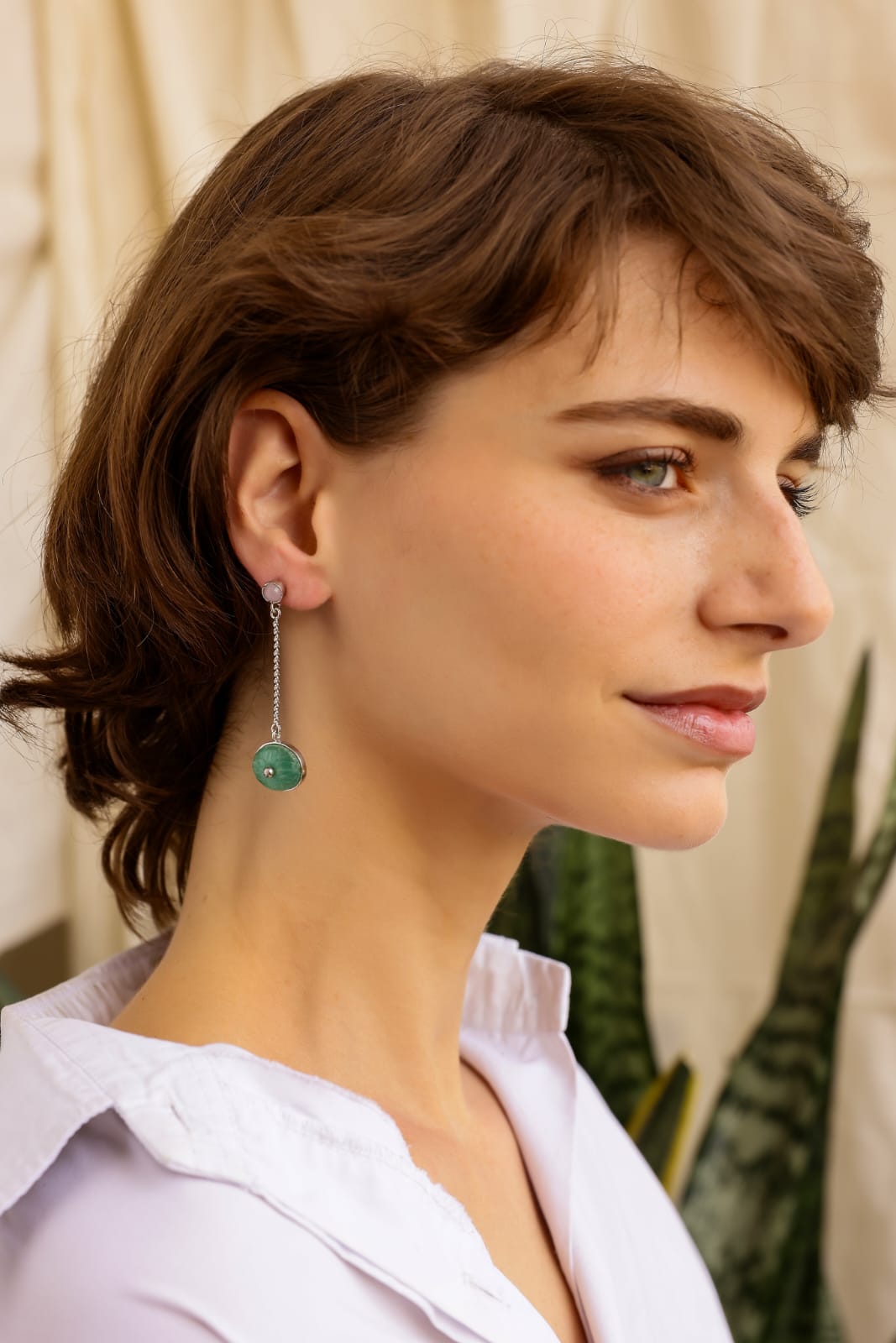 Samiksha Earrings in 92.5
Sterling Silver with Pink Chalcy and grapes carved earrings.