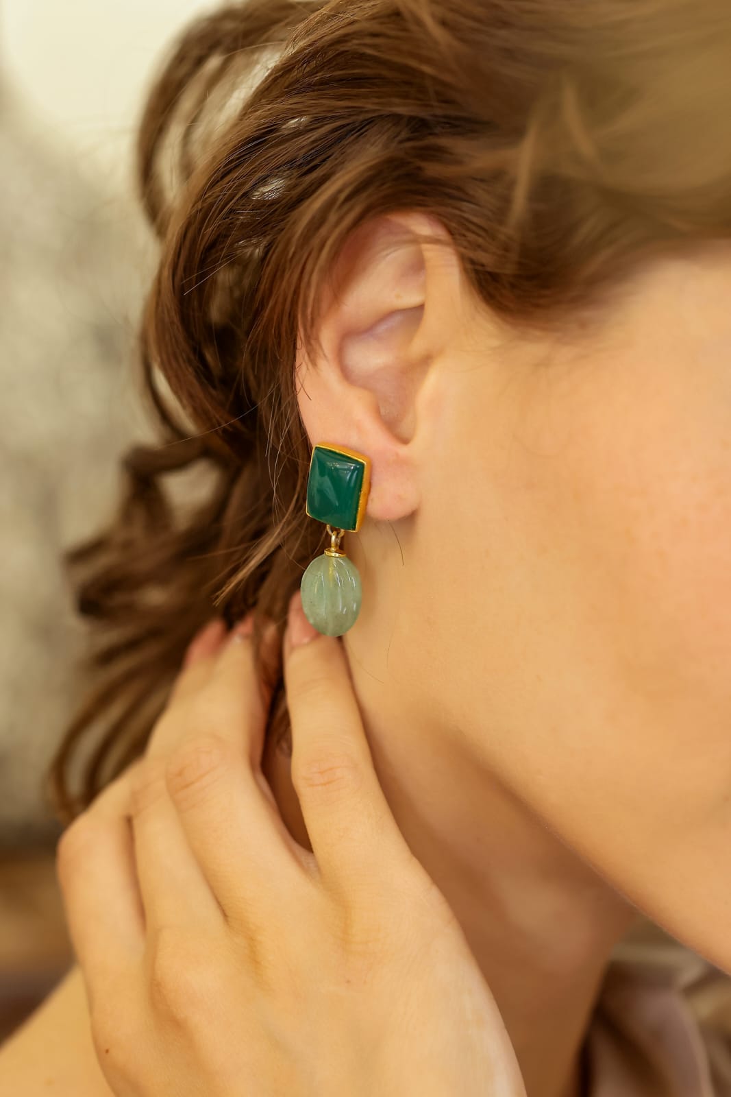 Hariyali Earrings in 92.5 Sterling silver dipped in 1 micron gold plating.