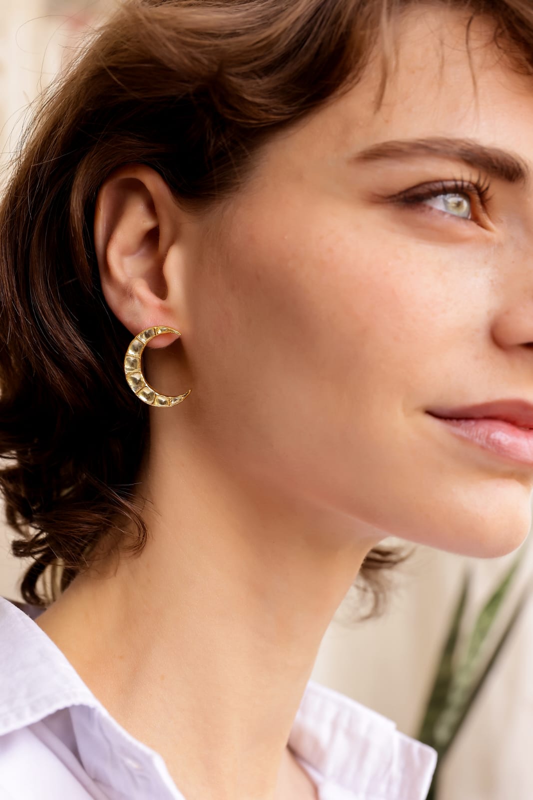 Chandni earrings in 92.5 Sterling Silver with Billor and yellow Polki in
1 micron gold plating.